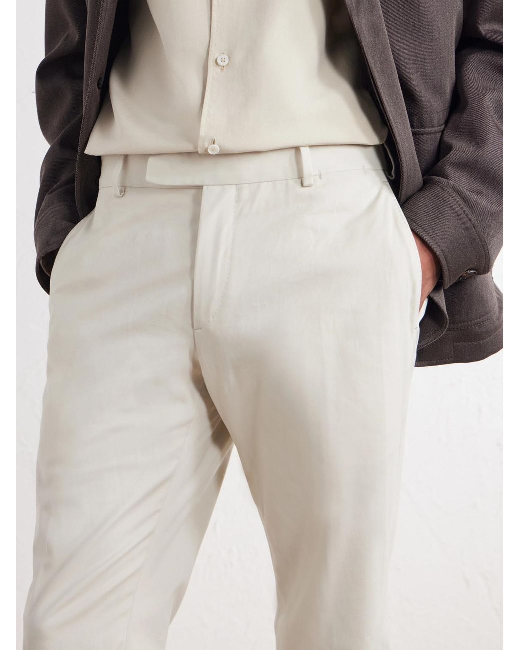 Brioni White Straight-Leg Stretch-Cotton Gabardine Trousers for men