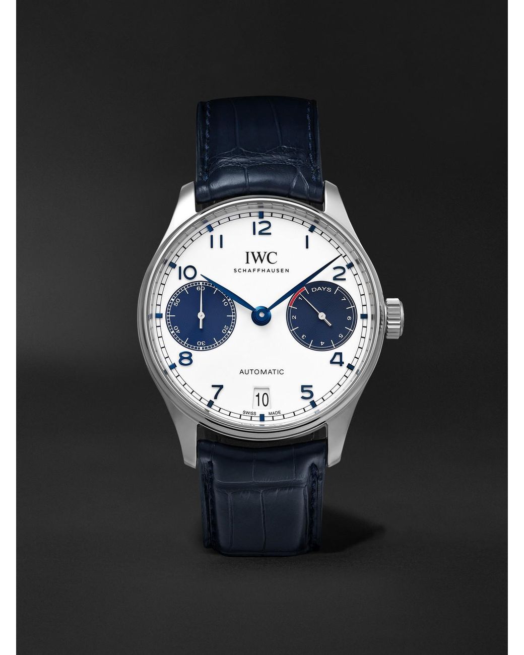 Iwc Black Portugieser Automatic Stainless Steel Watch, Ref. Iw500715 for men