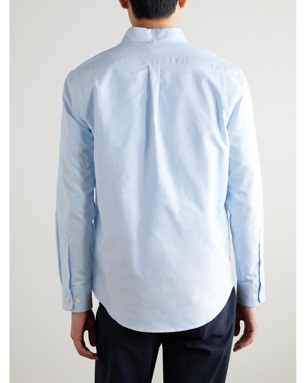 Portuguese Flannel Blue Belavista Button-Down Collar Cotton Shirt for men