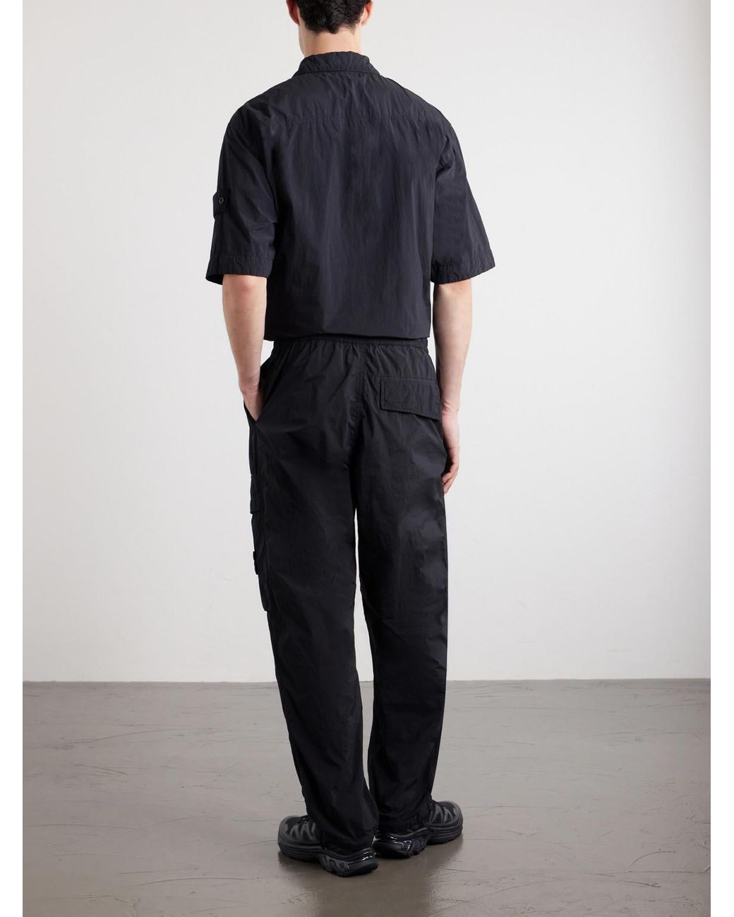 Stone Island Blue Ghost Wide-Leg Nylon Smerigliato Trousers for men
