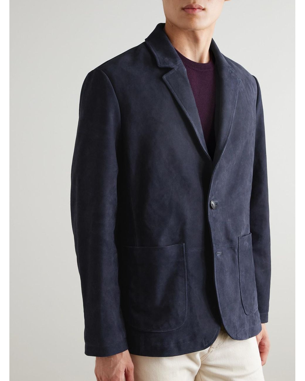 Mr P. Blue Suede Suit Jacket for men