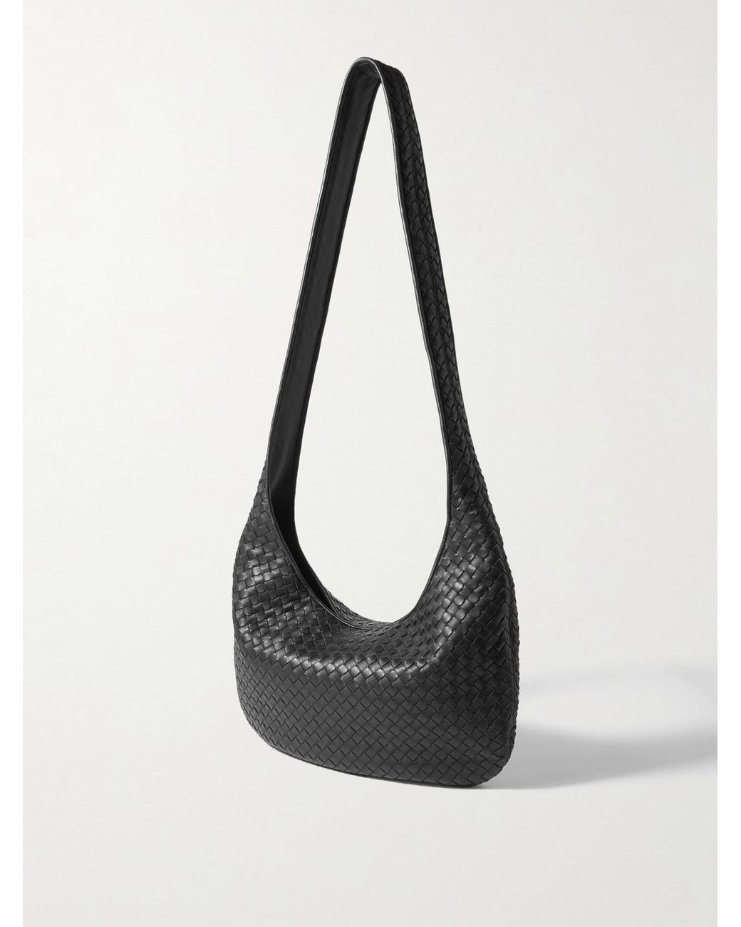 Bottega Veneta Black Intrecciato Leather Messenger Bag for men