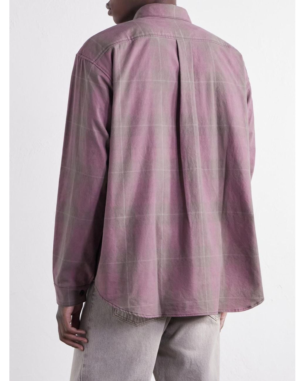 Monitaly Purple Double Pocket Checked Cotton Shirt for men