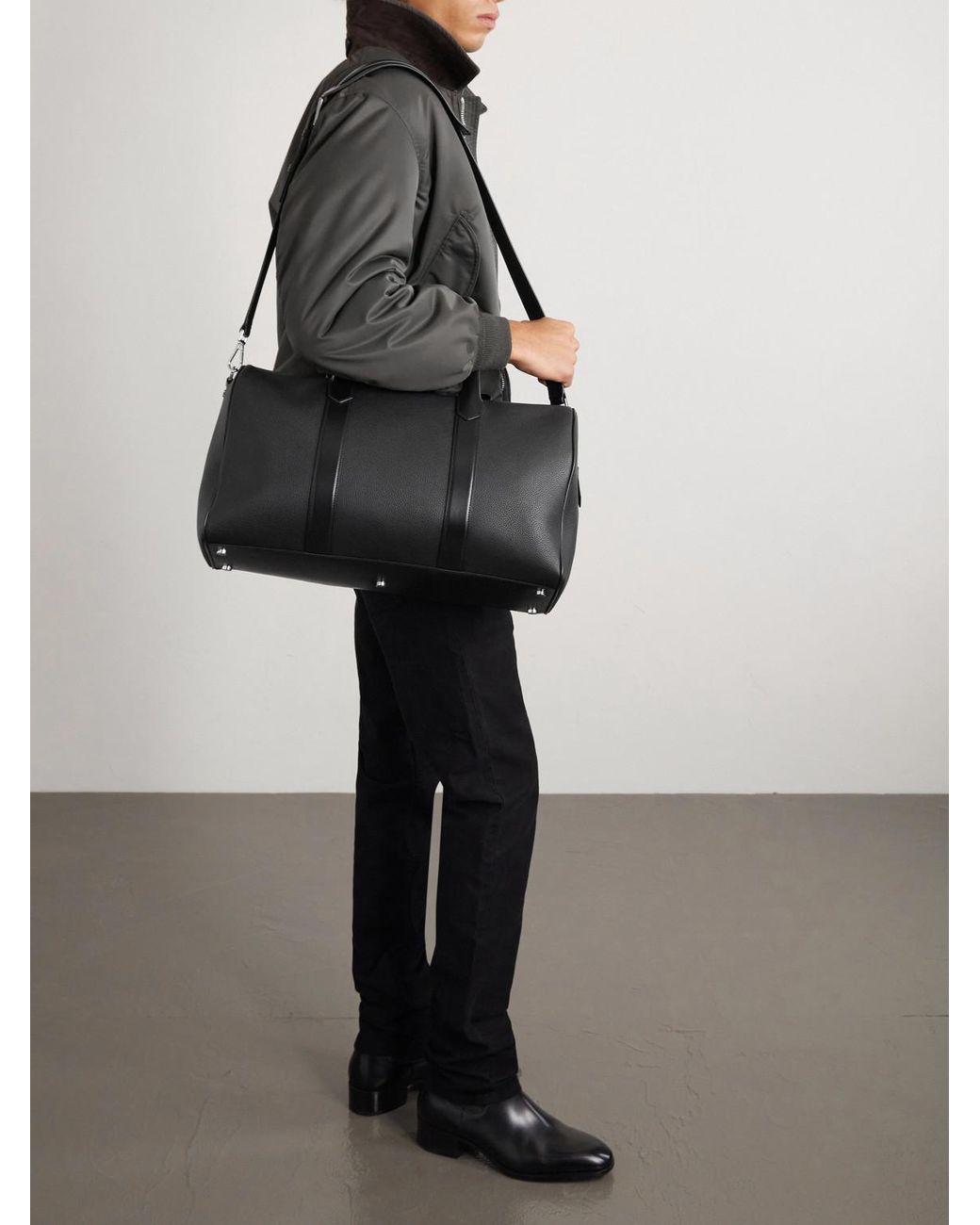 Tom Ford Black Leather Weekend Bag for men