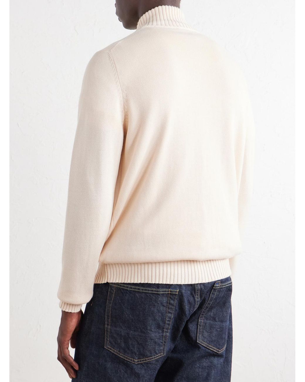 Ghiaia Natural Cotton Zip-Up Sweater for men