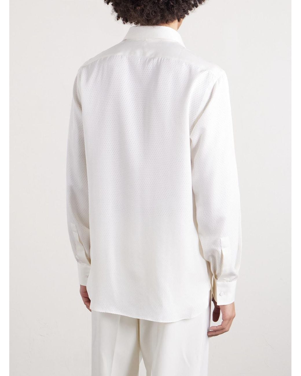 Tom Ford White Perforated Silk-twill Shirt for men