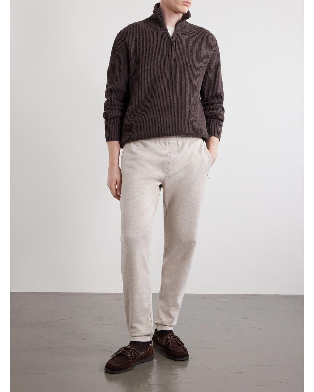 Orlebar Brown White Struma Tapered Cotton-Blend Jersey Sweatpants for men