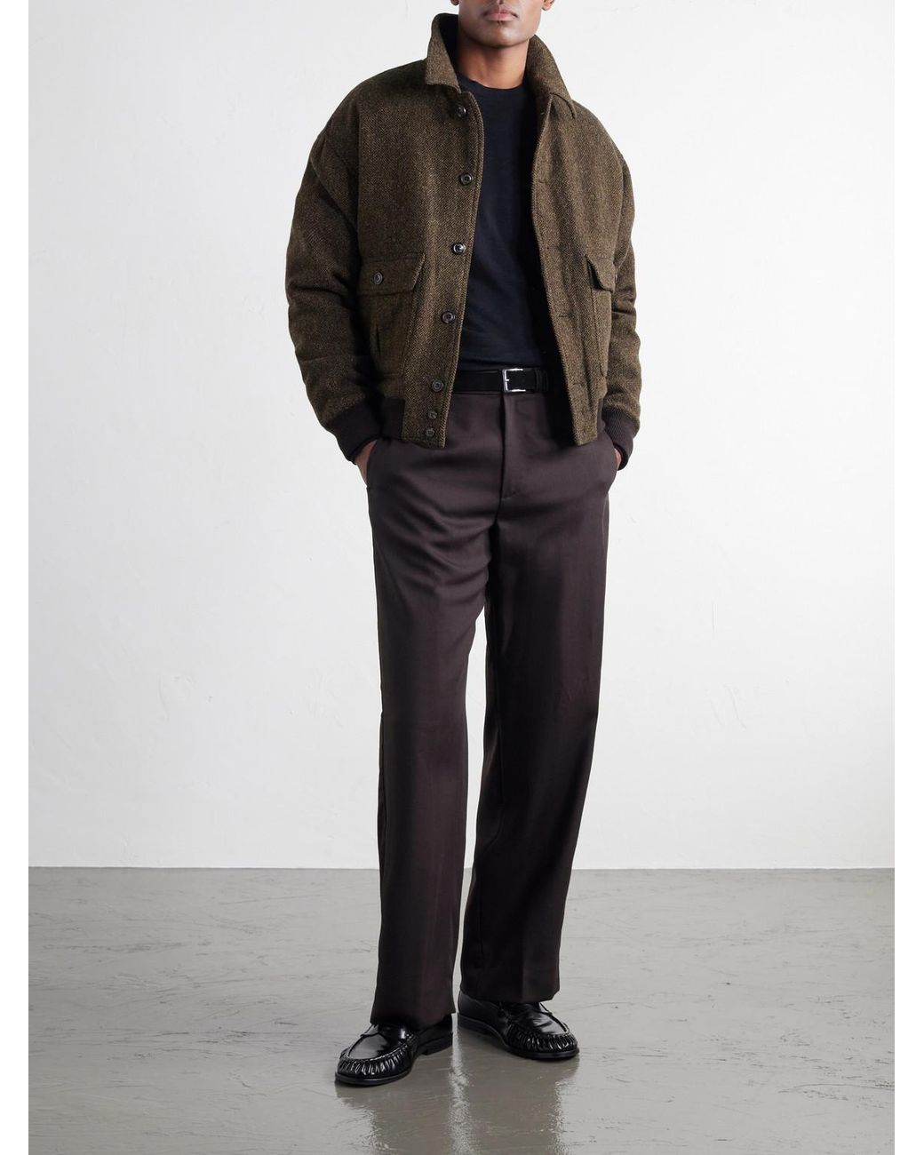 Mr P. Black Merino Wool Sweater for men