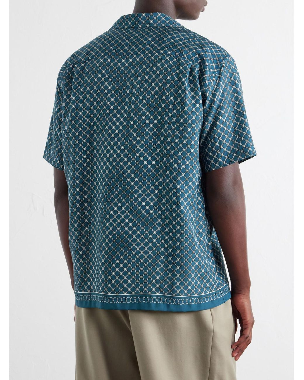 Orlebar Brown Blue Maitan Camp-Collar Printed Lyocell Shirt for men