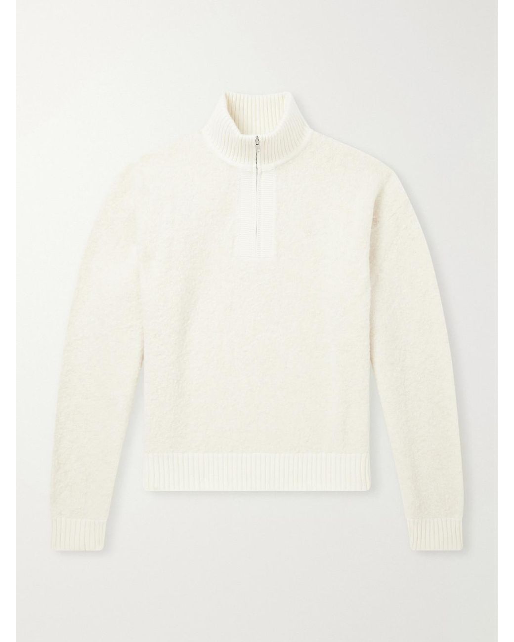 Aimé Leon Dore Natural Felted Wool-Blend Half-Zip Sweater for men