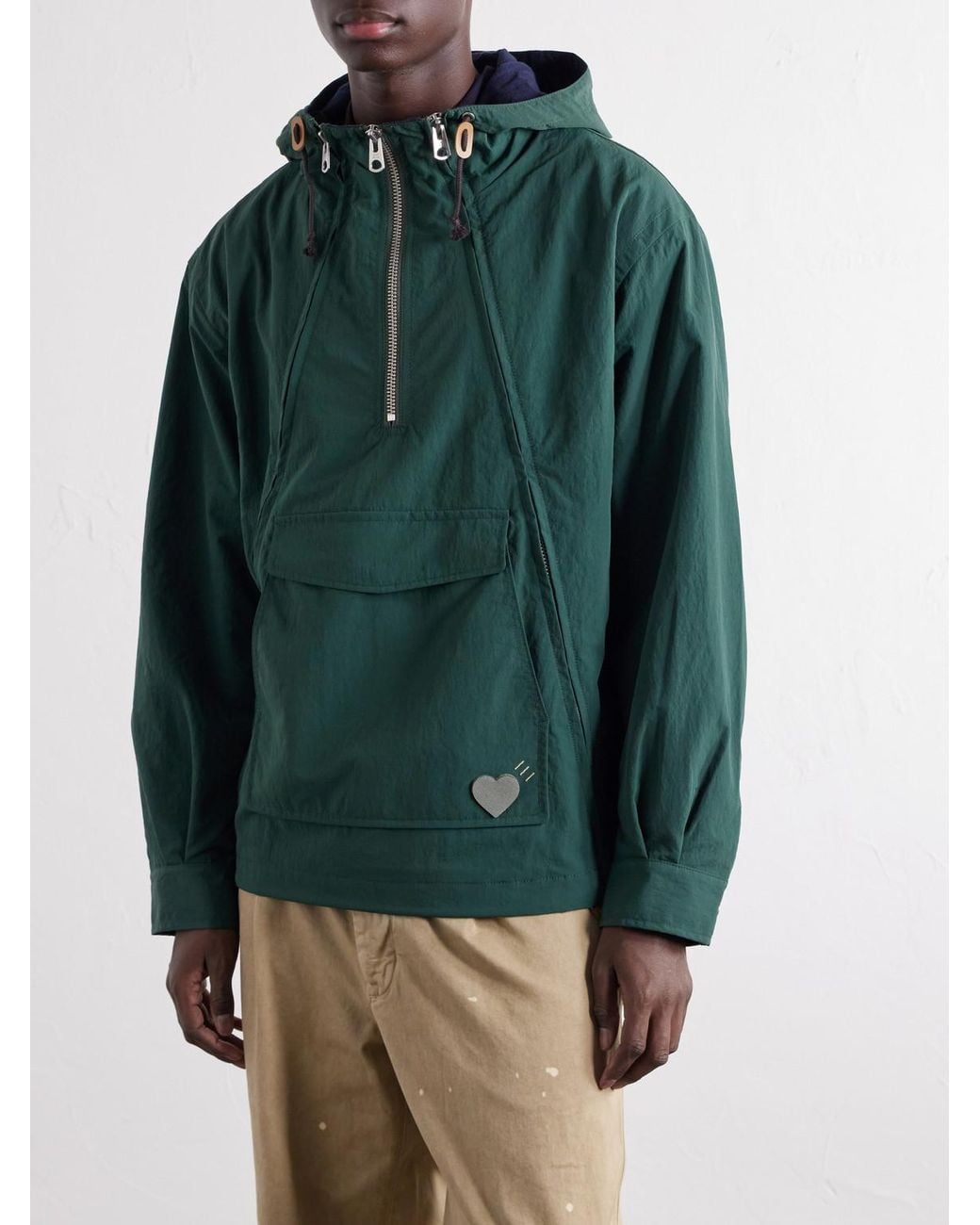 Human Made Green Multi-Zip Logo-Detailed Hooded Shell Jacket for men