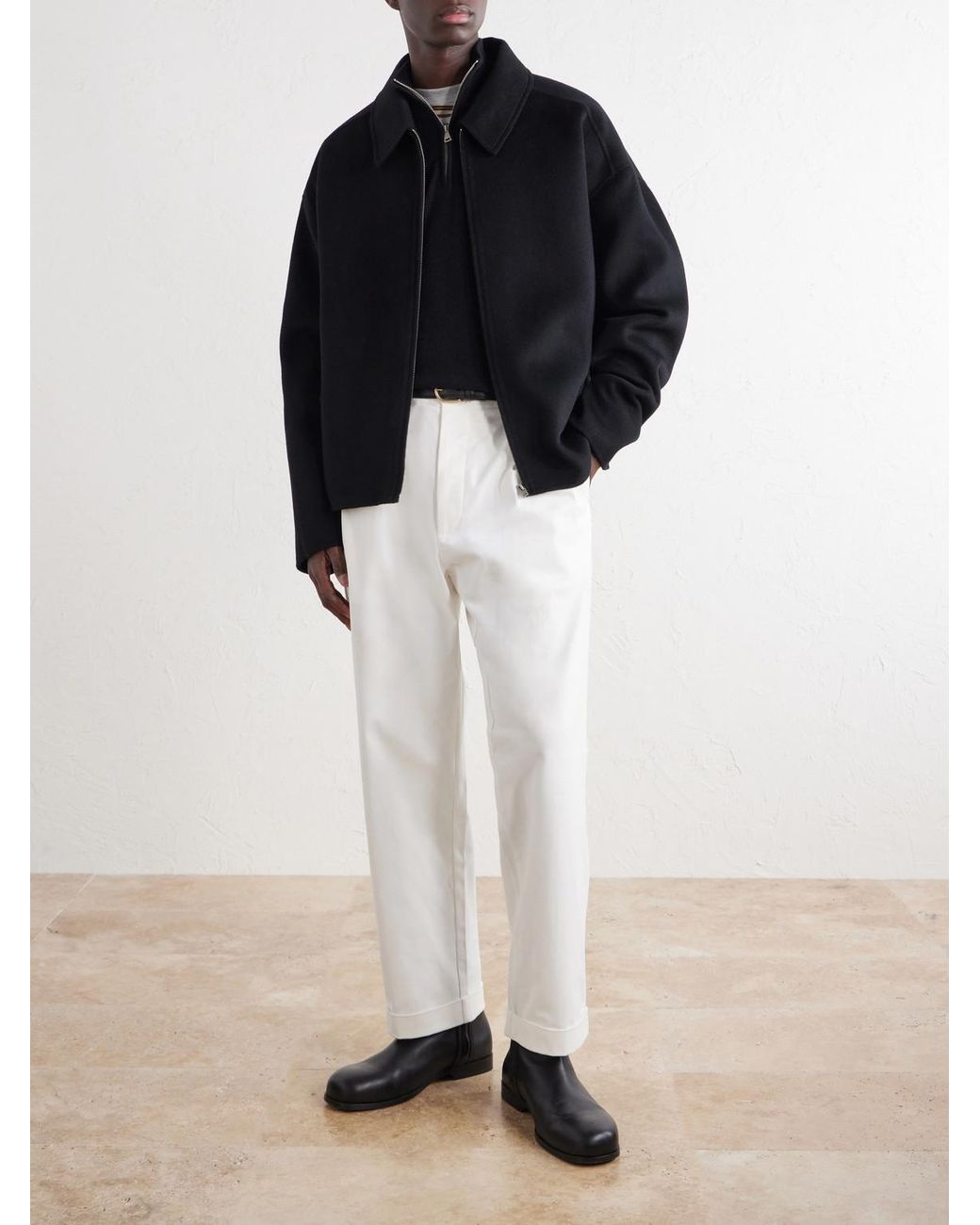 Ghiaia Blue Cashmere Half-Zip Sweater for men