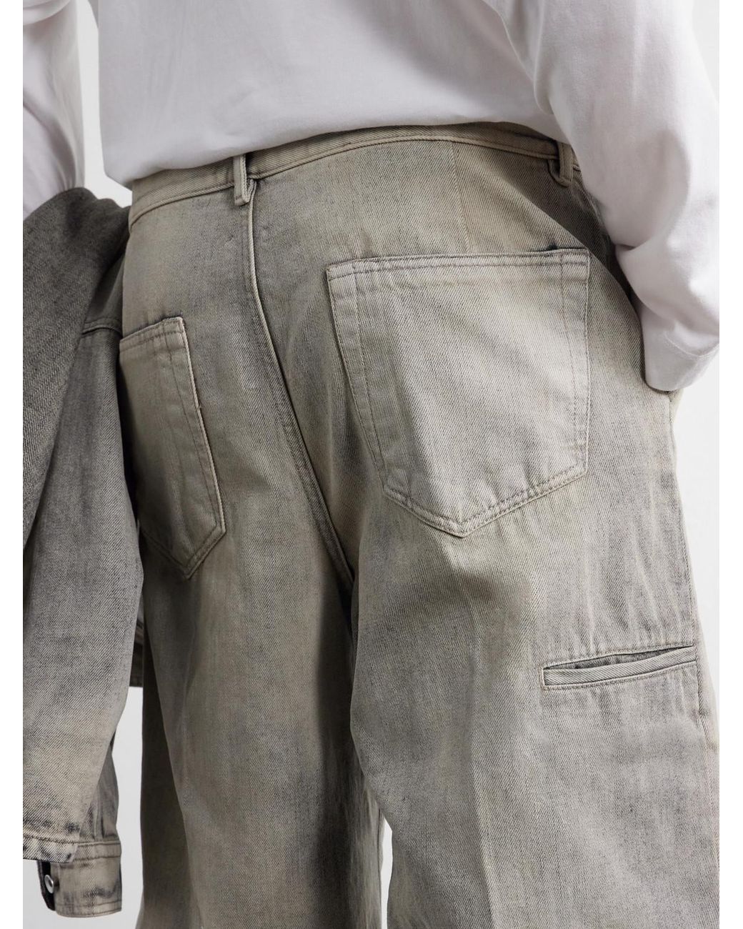 Rick Owens Gray Work Straight-Leg Denim Shorts for men