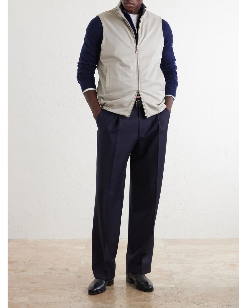 Kiton White Reversible Shell Gilet for men