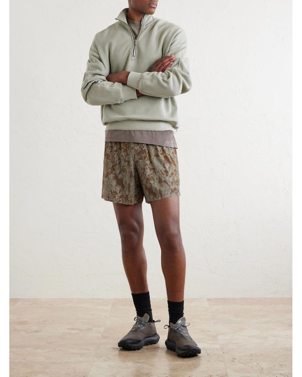 Satisfy Brown Straight-Leg Logo-Appliqu&Eacute;D 5&Quot; Space‑O&Trade; Shorts for men