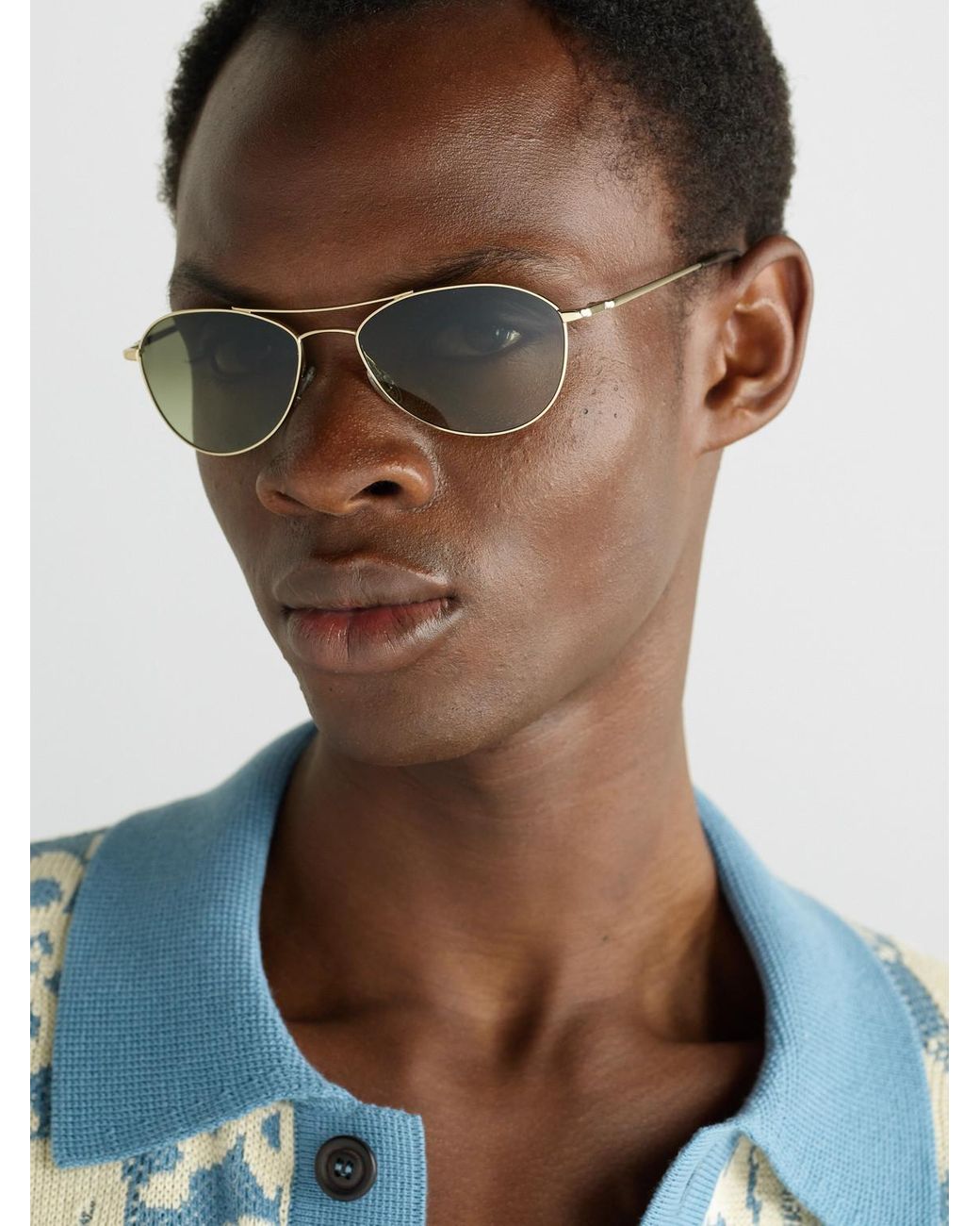 Oliver Peoples Metallic Aero Ii Aviator-Style-Tone Sunglasses for men