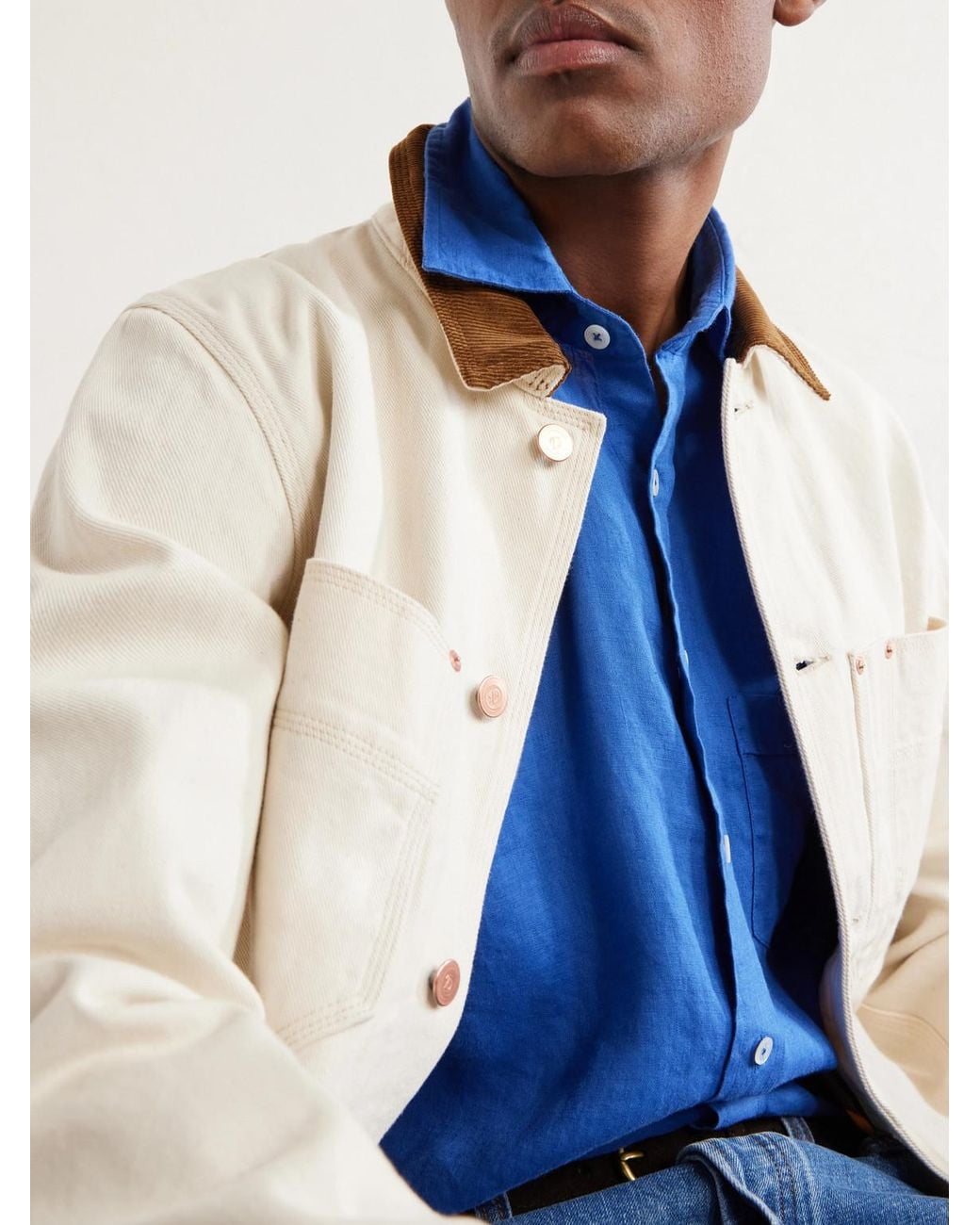 Drake's Blue Linen Shirt for men