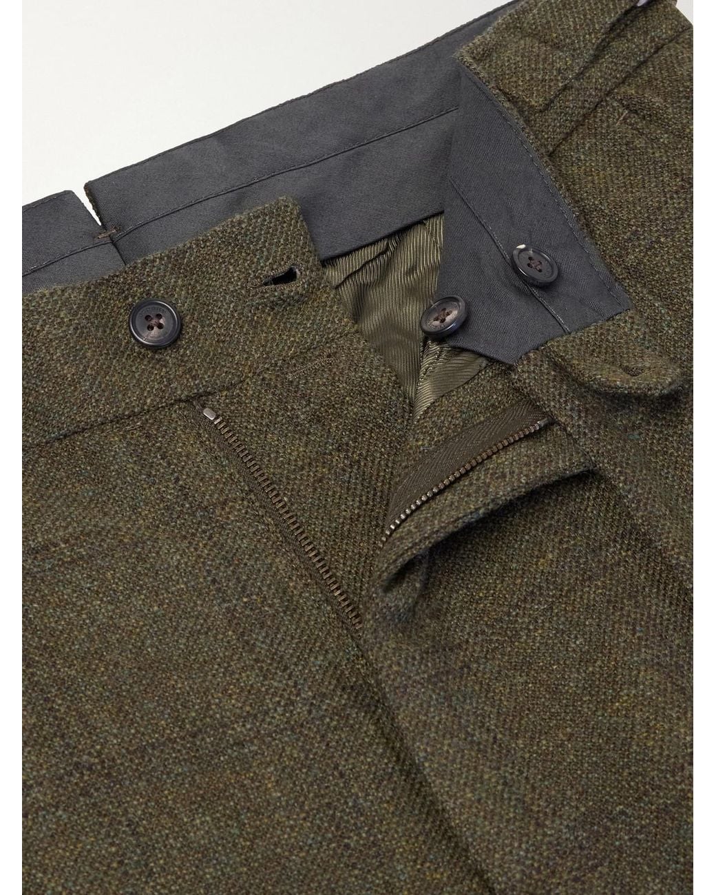 James Purdey & Sons Green Checked Pleated Wool-Tweed Trousers for men