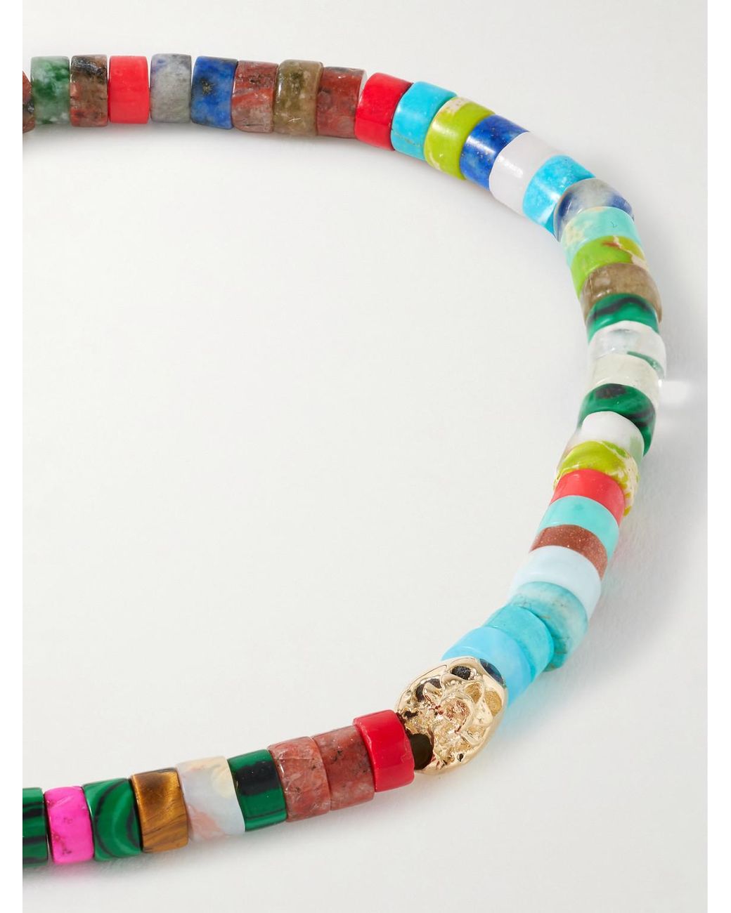 Luis Morais White 14-Karat, Agate And Sapphire Beaded Bracelet for men