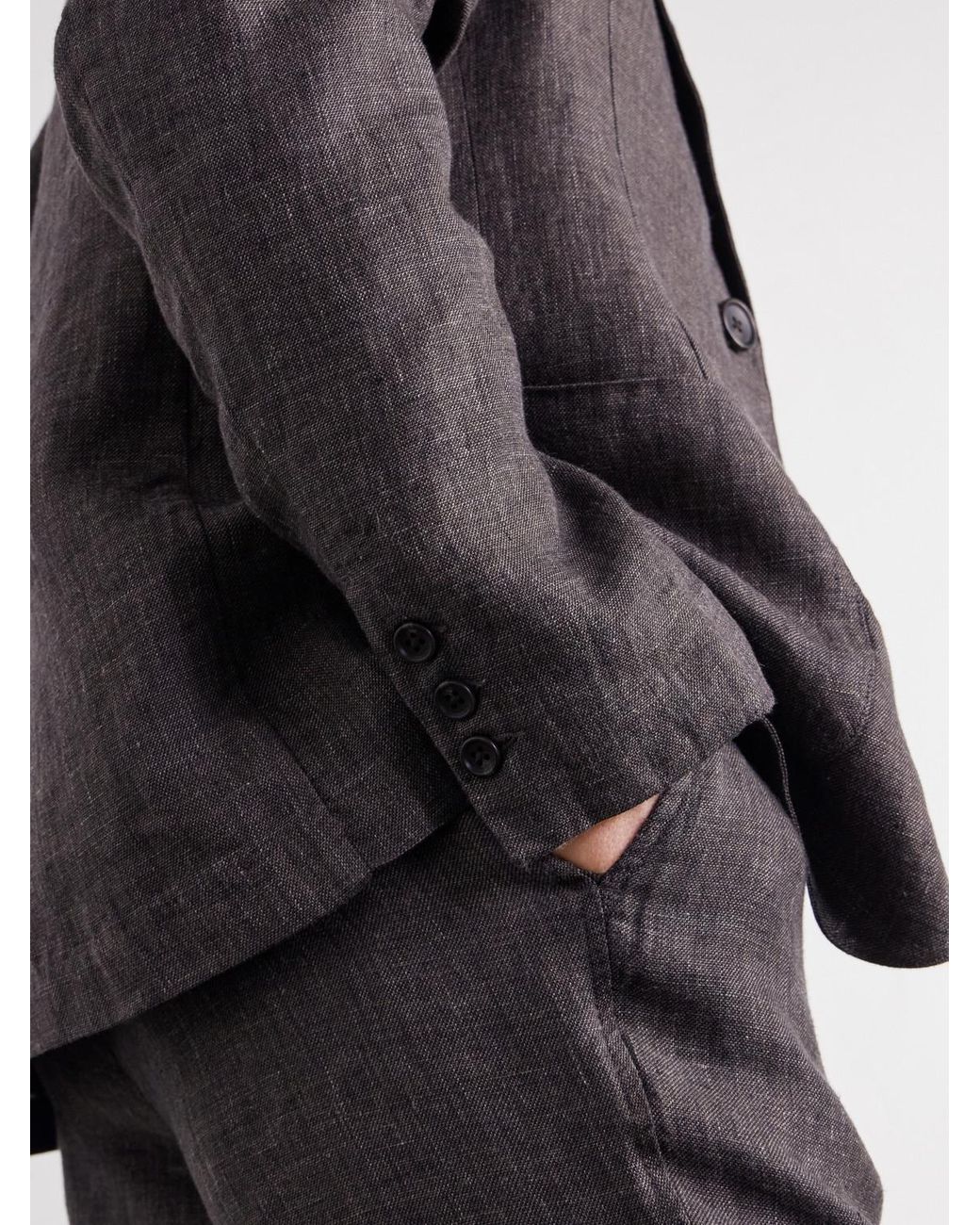 James Perse Brown Linen Suit Jacket for men