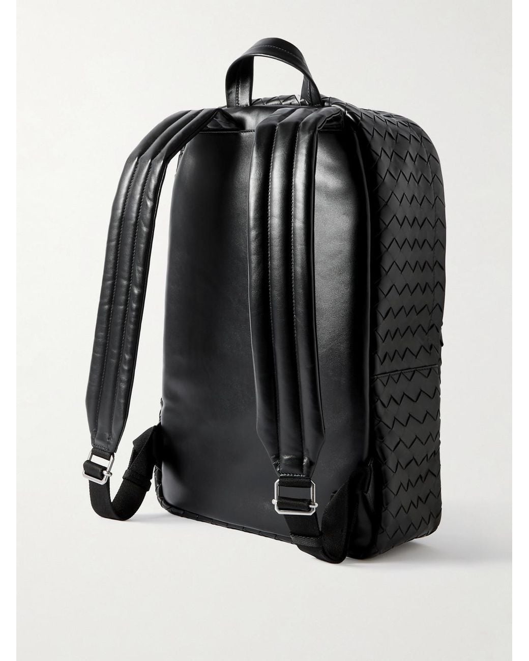 Bottega Veneta Black Avenue Intrecciato Leather Backpack for men