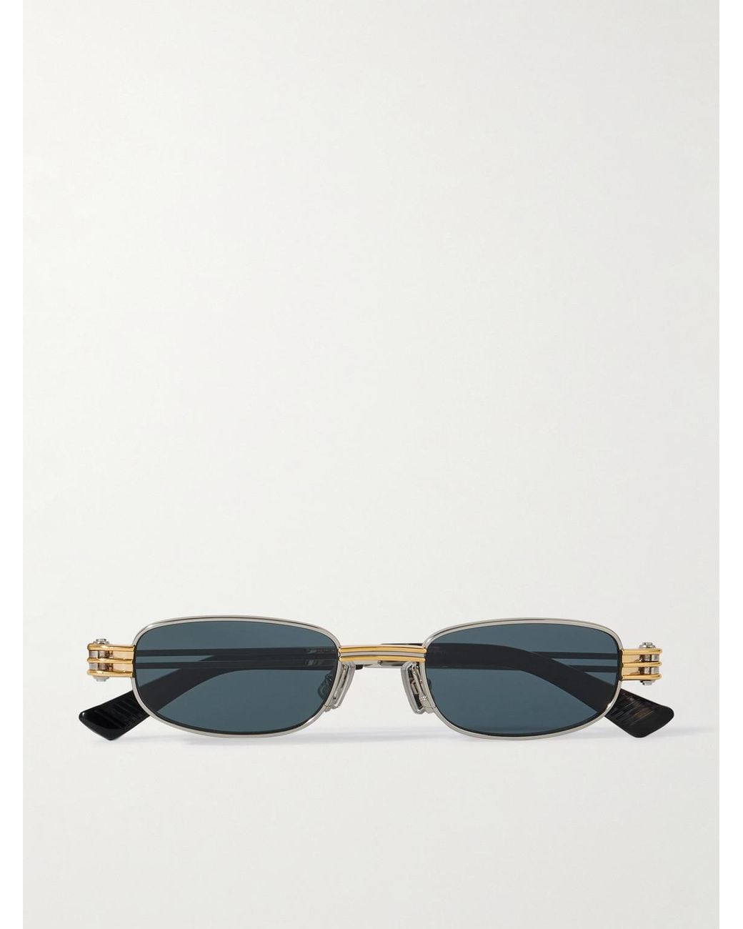 Bottega Veneta Blue Square-Frame Two-Tone Metal Sunglasses for men