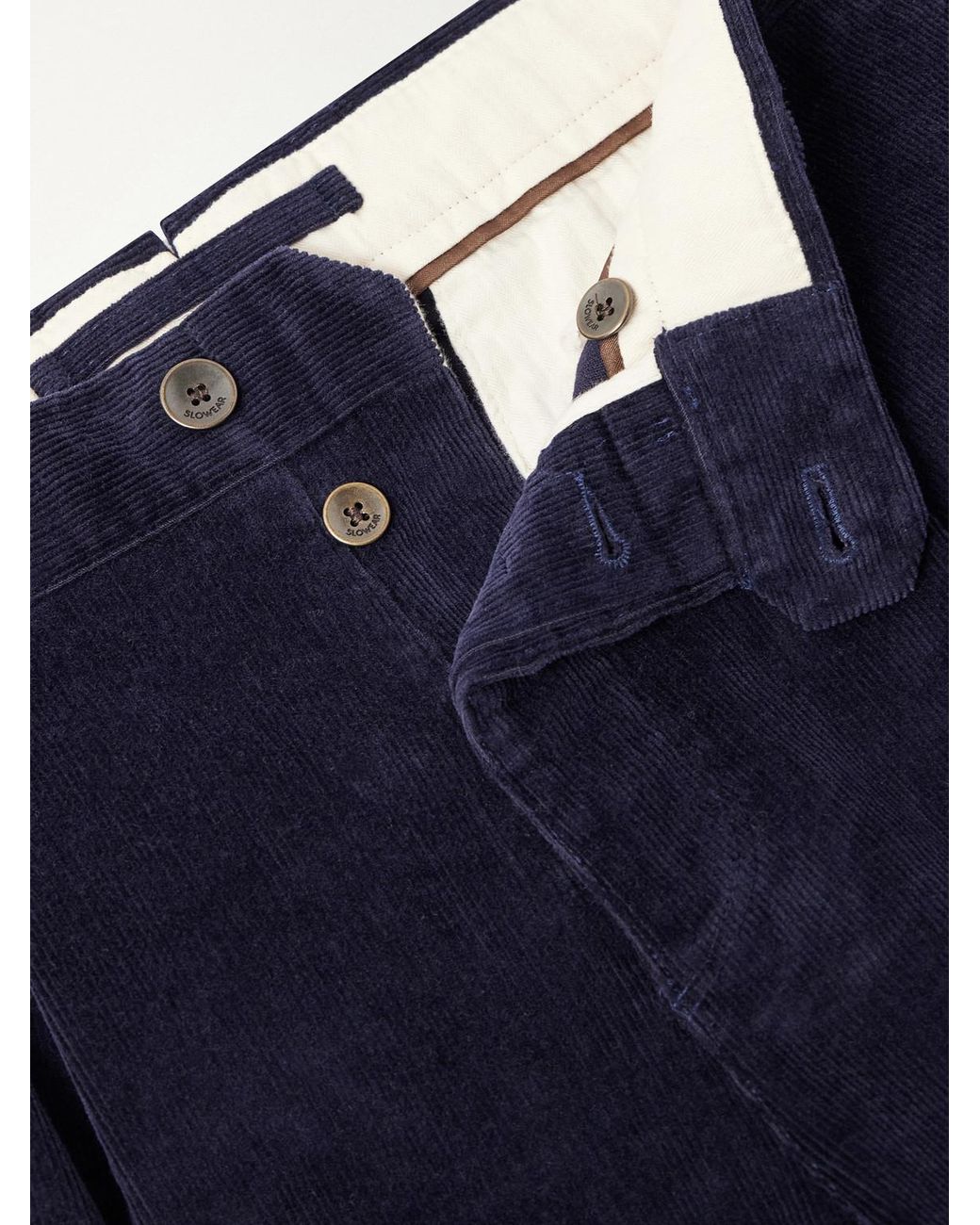 Slowear Blue Incotex Straight-leg Stretch Cotton-corduroy Trousers for men