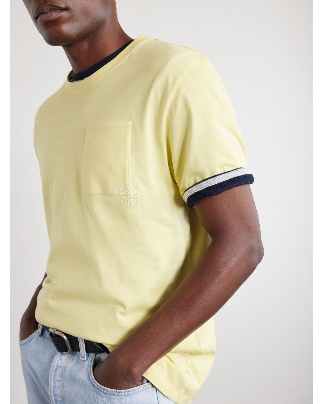 Loewe Yellow Anagram-Embroidered Cotton-Jersey T-Shirt for men