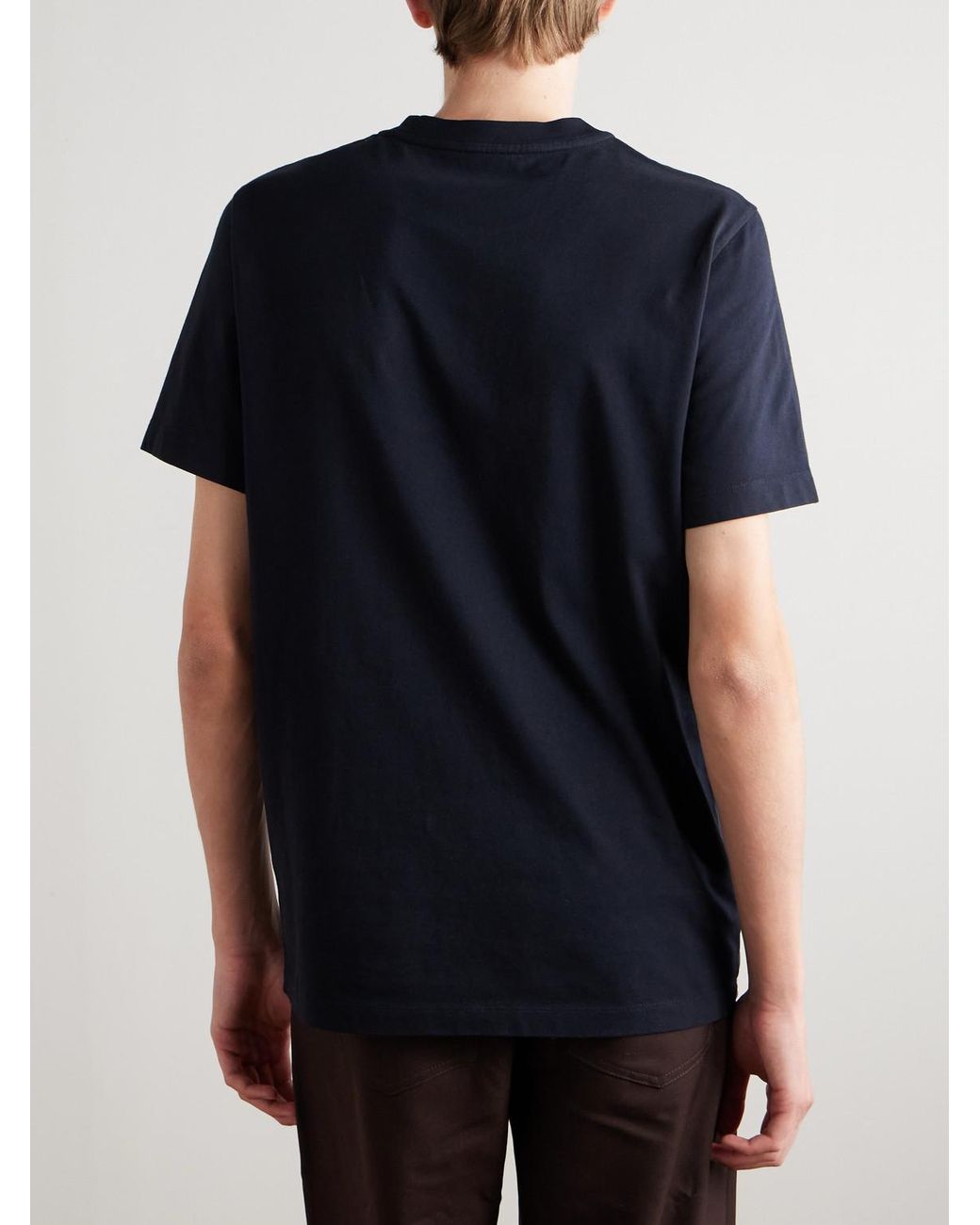 Moncler Blue Logo-Flocked Appliquéd Cotton-Jersey T-Shirt for men