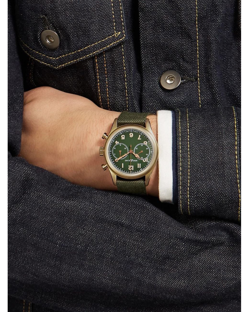 Montblanc Green 1858 Automatic Chronograph Limited Edition Bronze Watch, Ref. 119908 for men