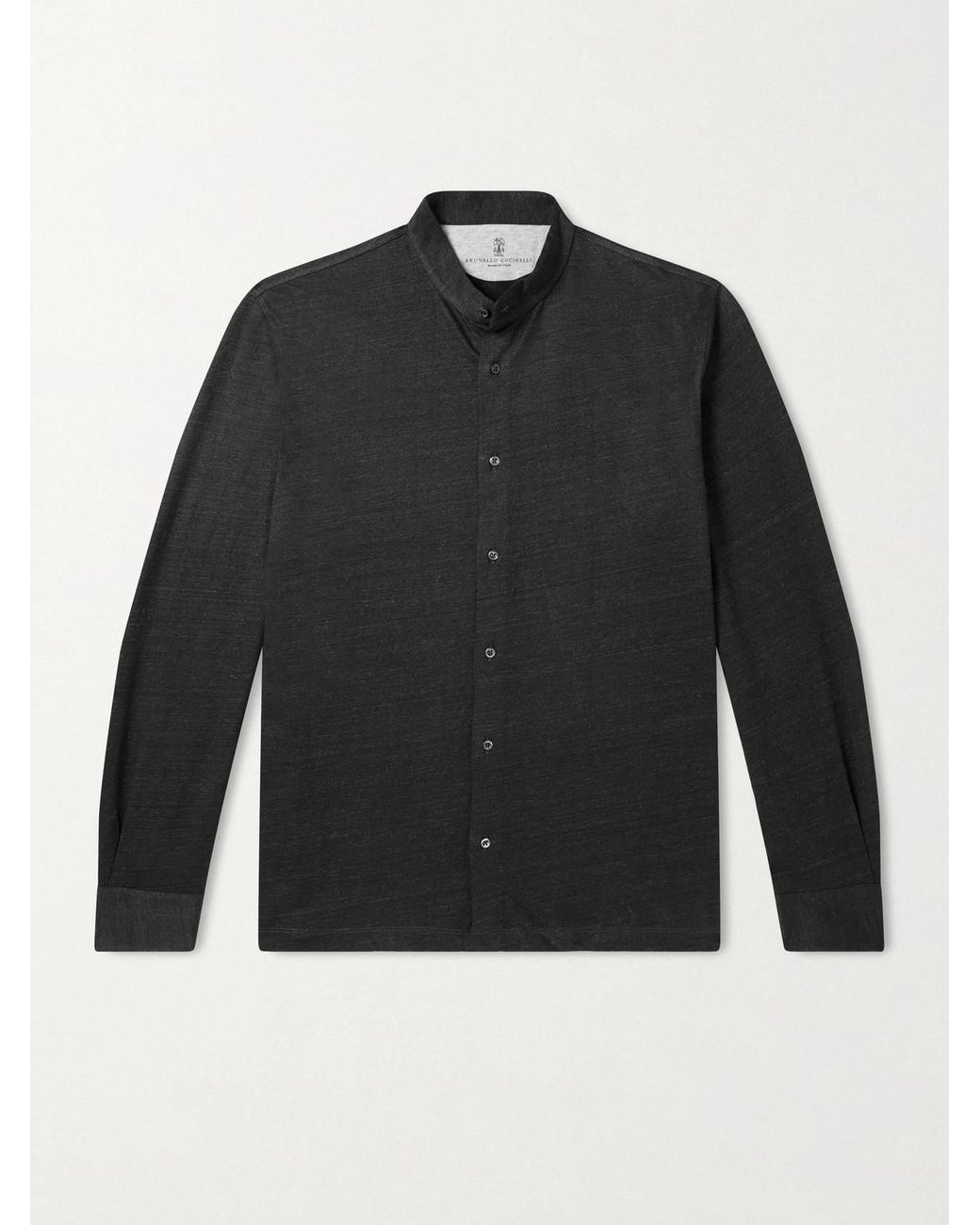 Brunello Cucinelli Black Linen And Cotton-blend Shirt for men