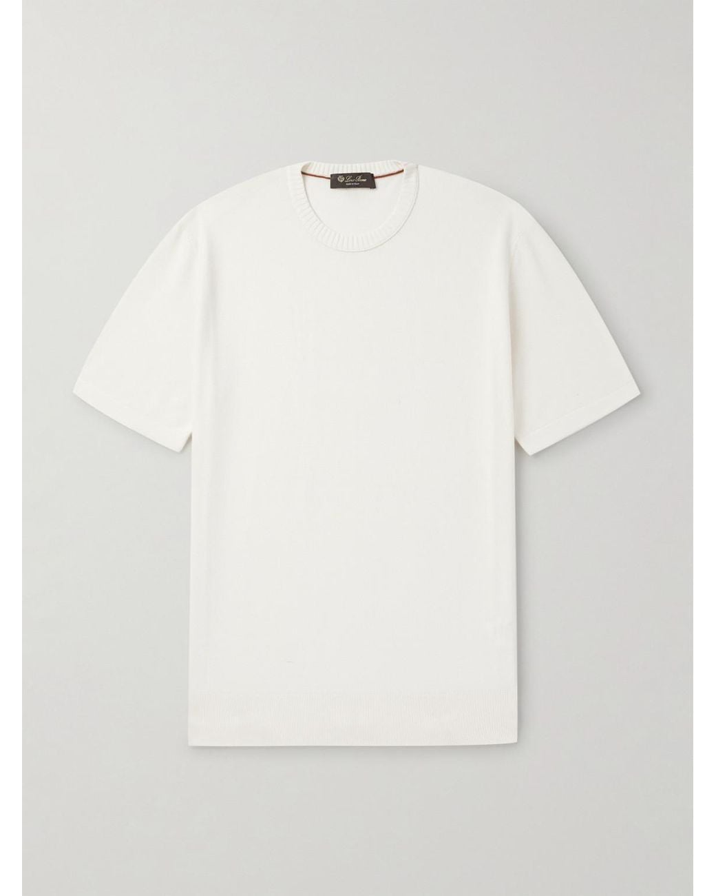 Loro Piana White Slim-Fit Cotton And Silk-Blend Piqué T-Shirt for men