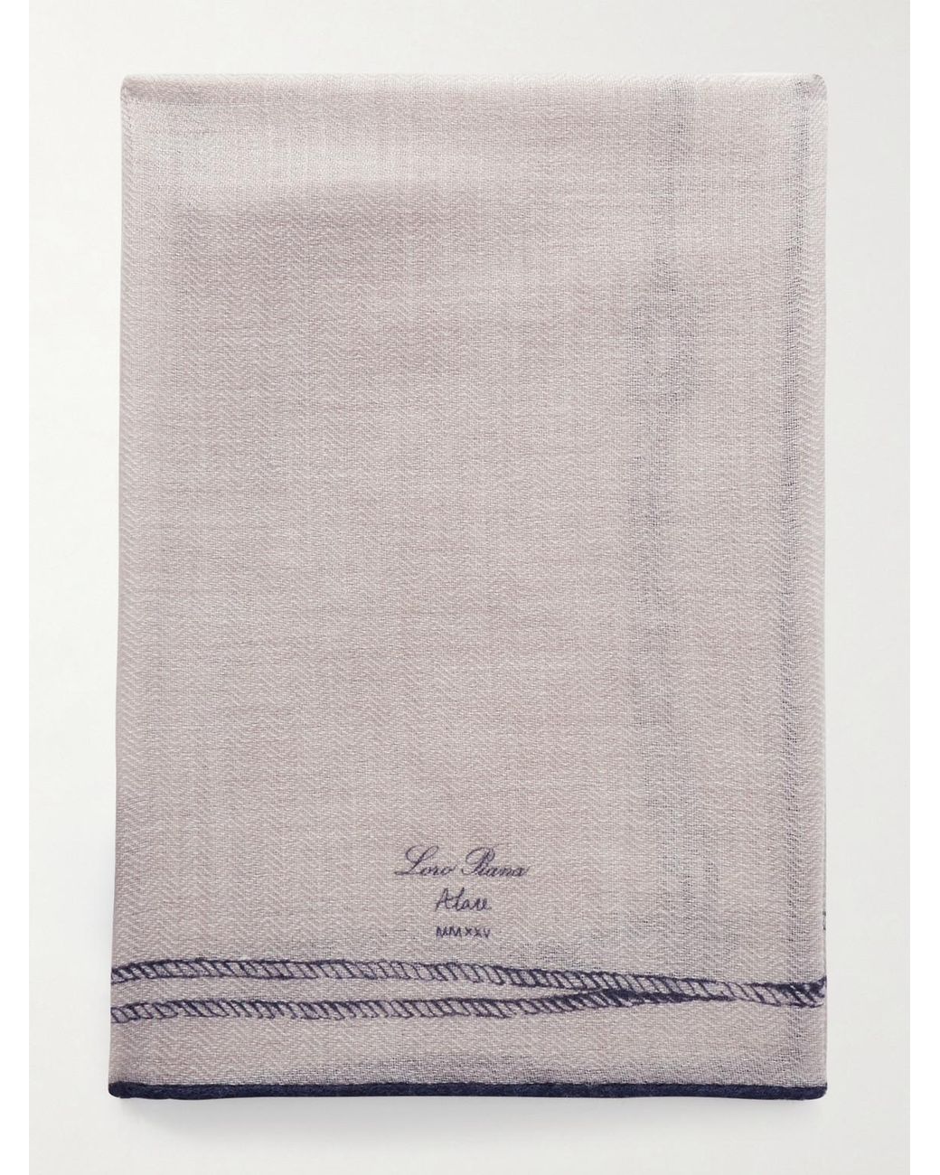 Loro Piana Gray Embroidered Cashmere And Silk-Blend Voile Scarf for men