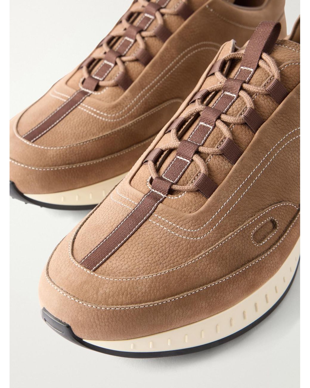 John Lobb White Laced Stream Nubuck Sneakers for men