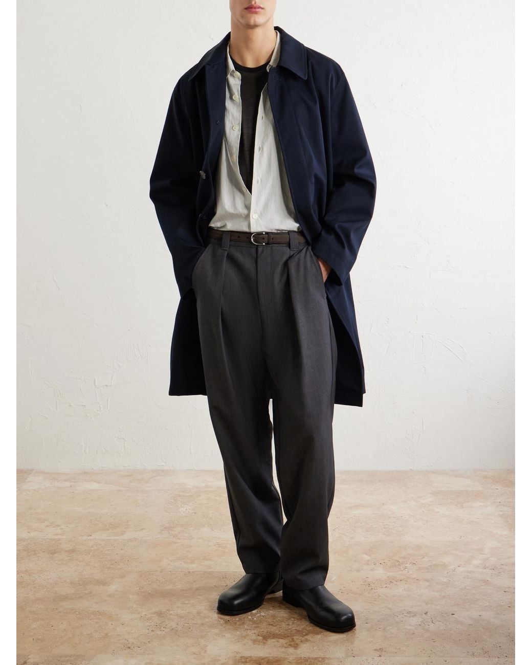 A.P.C. Gray Renato Wide-Leg Pleated Twill Trousers for men