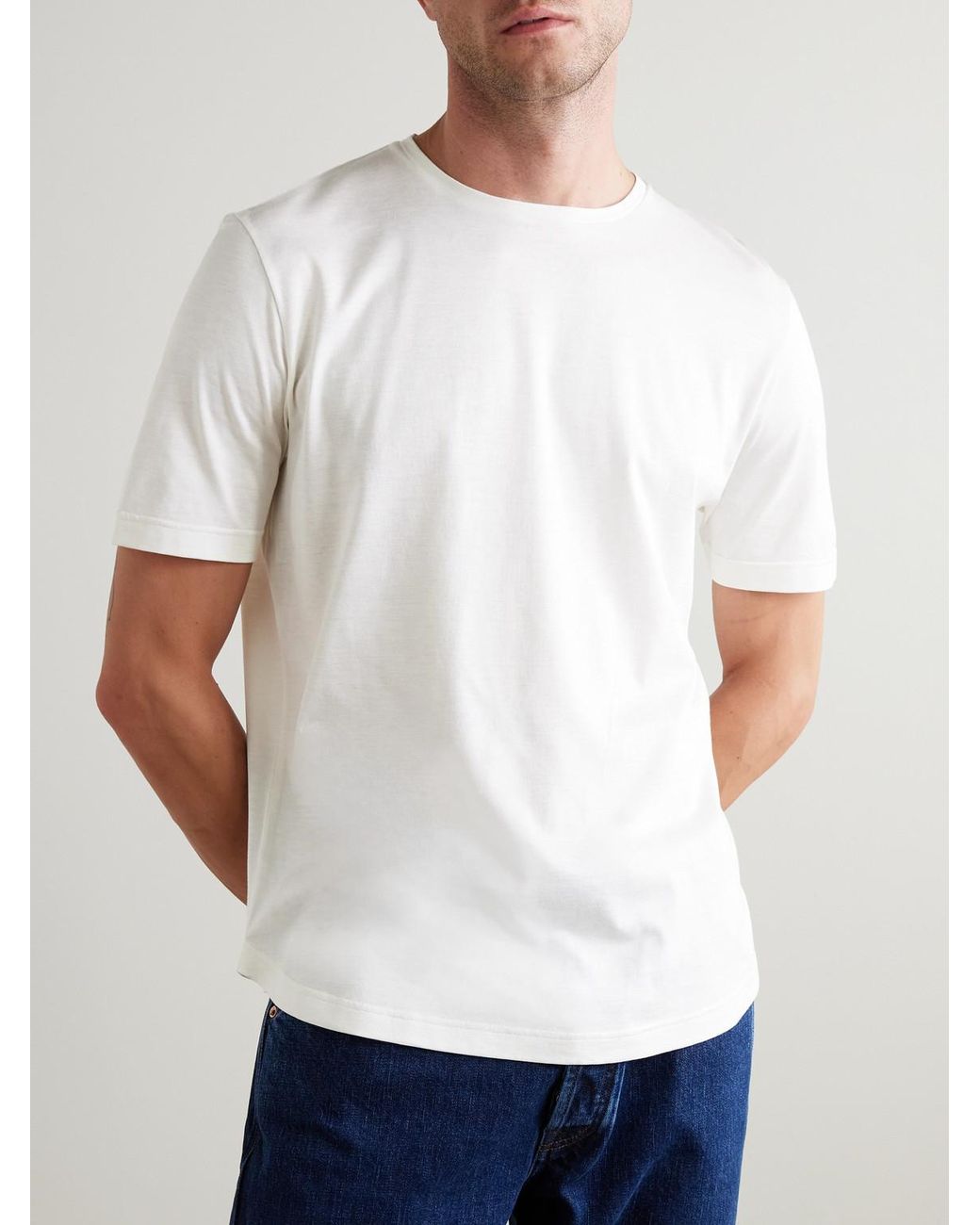 Loro Piana White Slim-fit Silk And Cotton-blend Jersey T-shirt for men