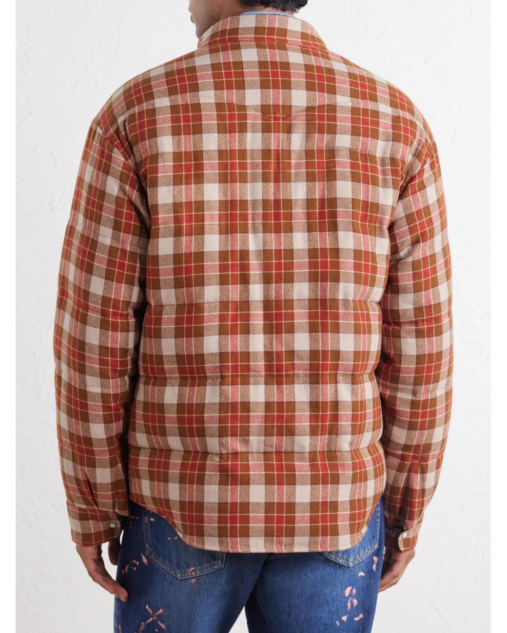 Visvim Brown Kerchief Checked Wool And Linen-Blend Down Jacket for men