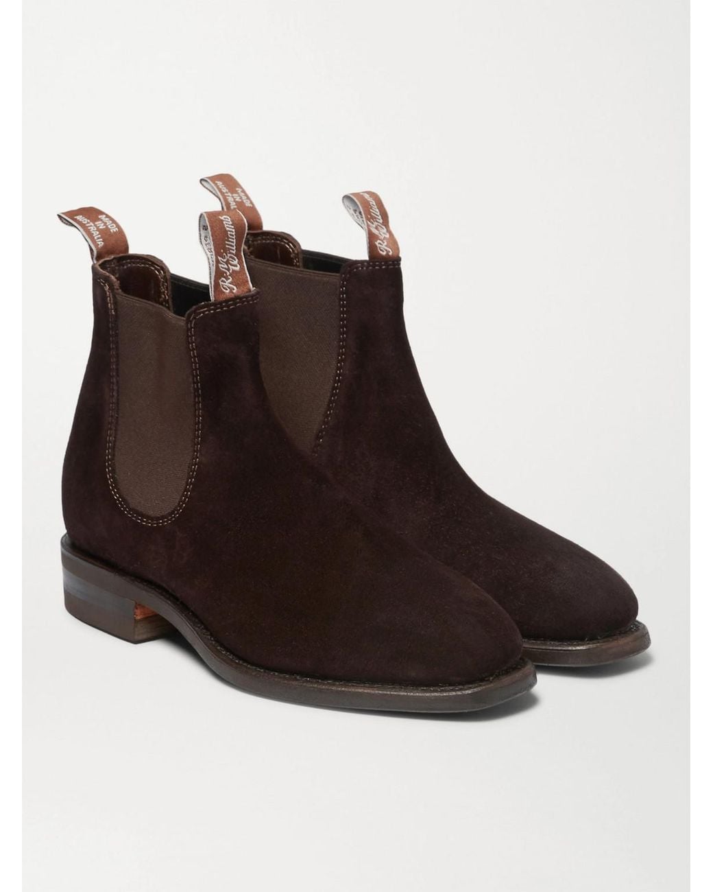 R.M.Williams Brown Comfort Craftsman Suede Chelsea Boots for men