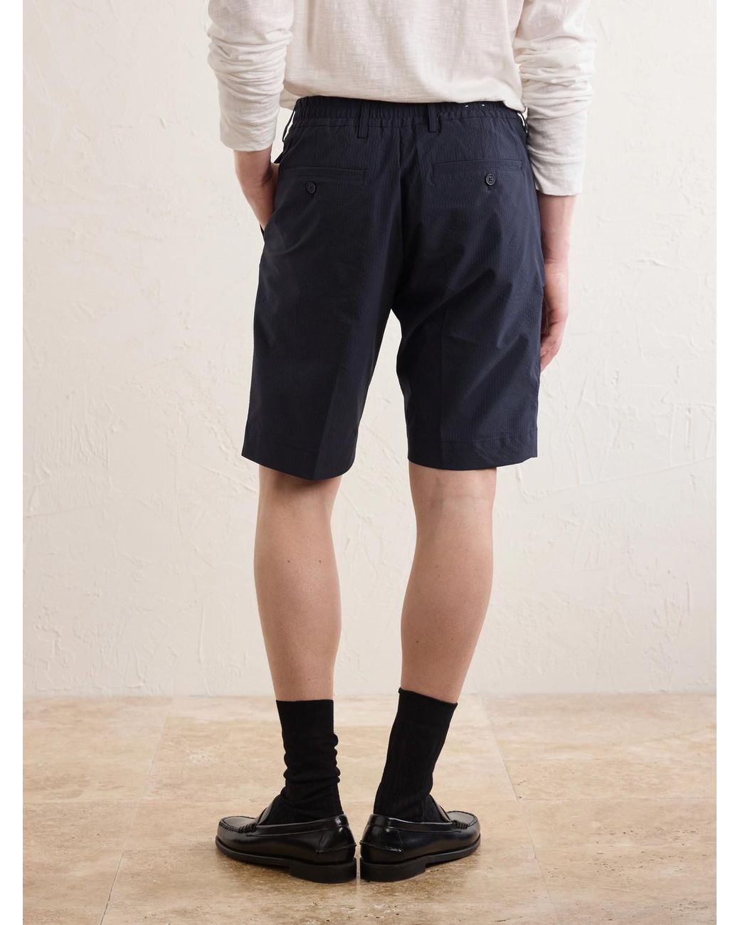 NN07 Blue Billie Straight-Leg Striped Seersucker Shorts for men