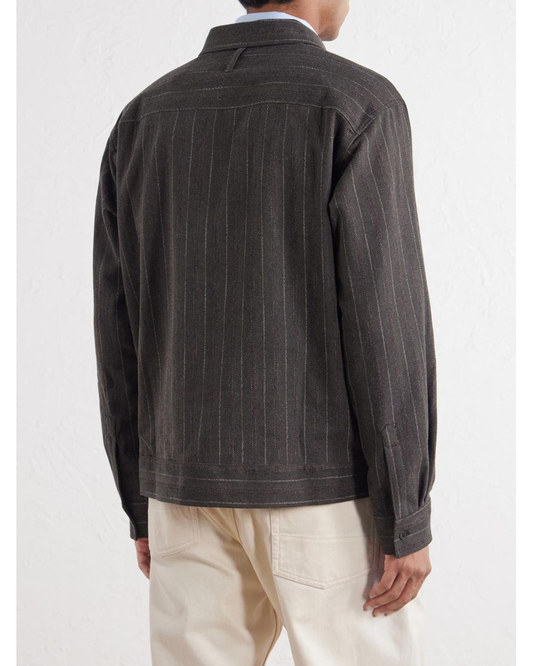 NN07 Gray Reed 50091 Striped Cotton-Blend Overshirt for men