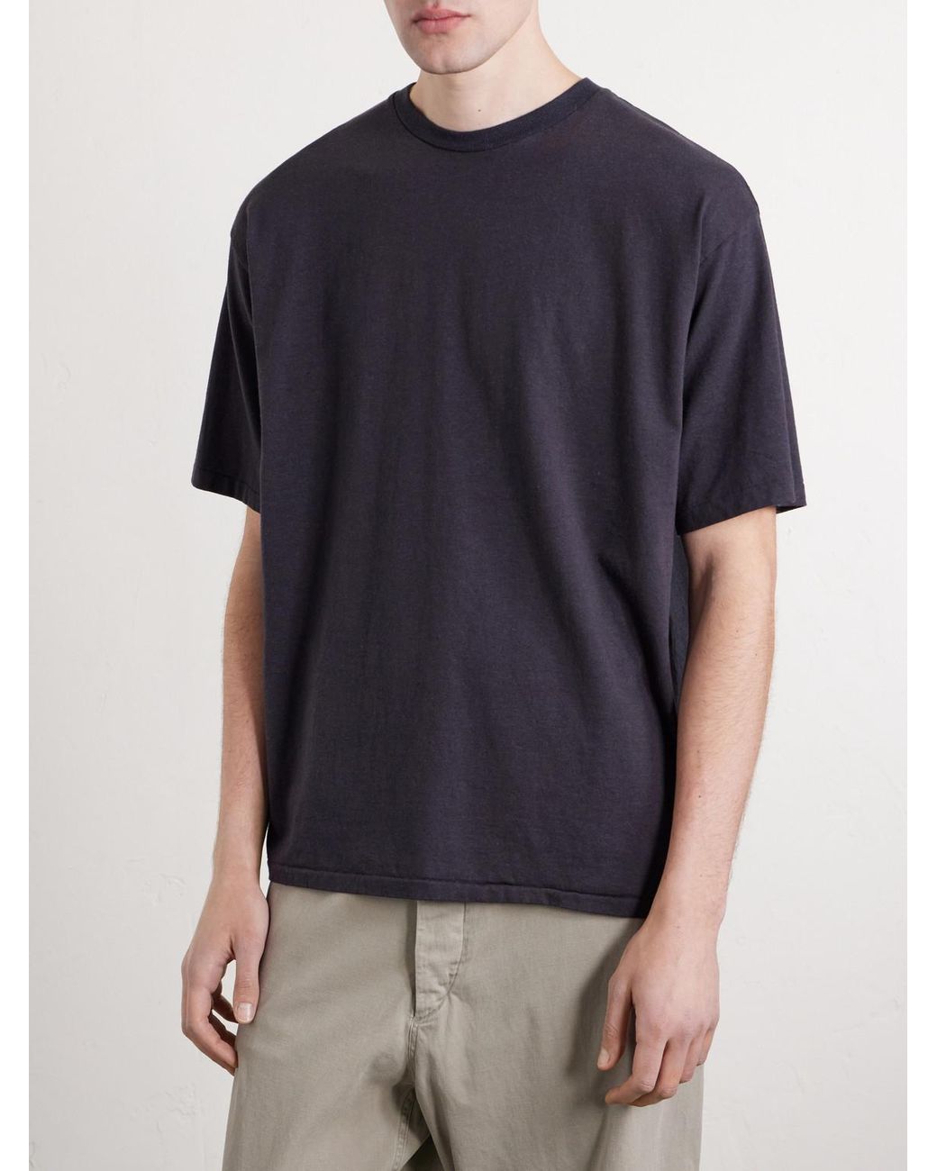 A.PRESSE Black Cotton And Cashmere-Blend T-Shirt for men