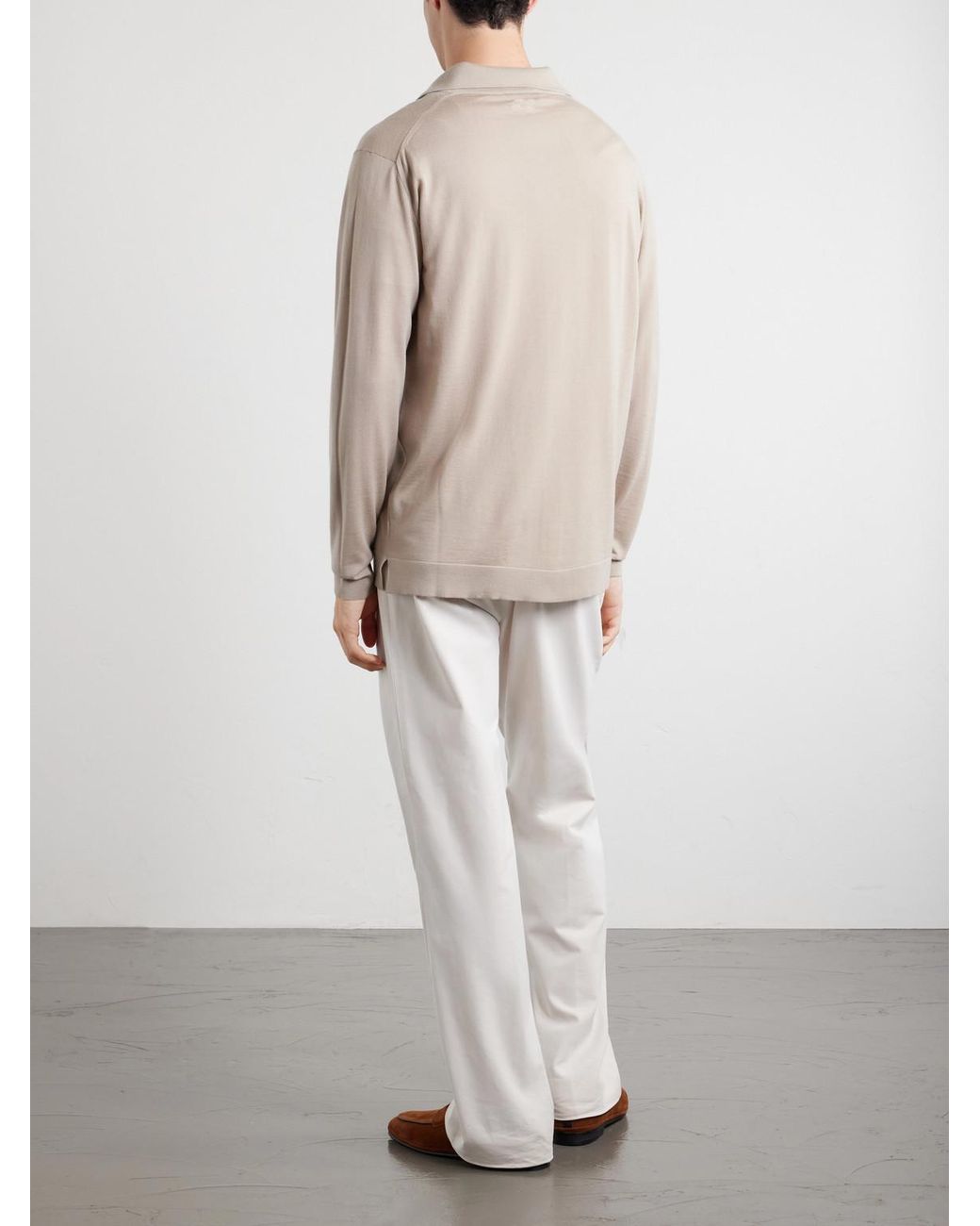Lardini White Virgin Wool Polo Shirt for men