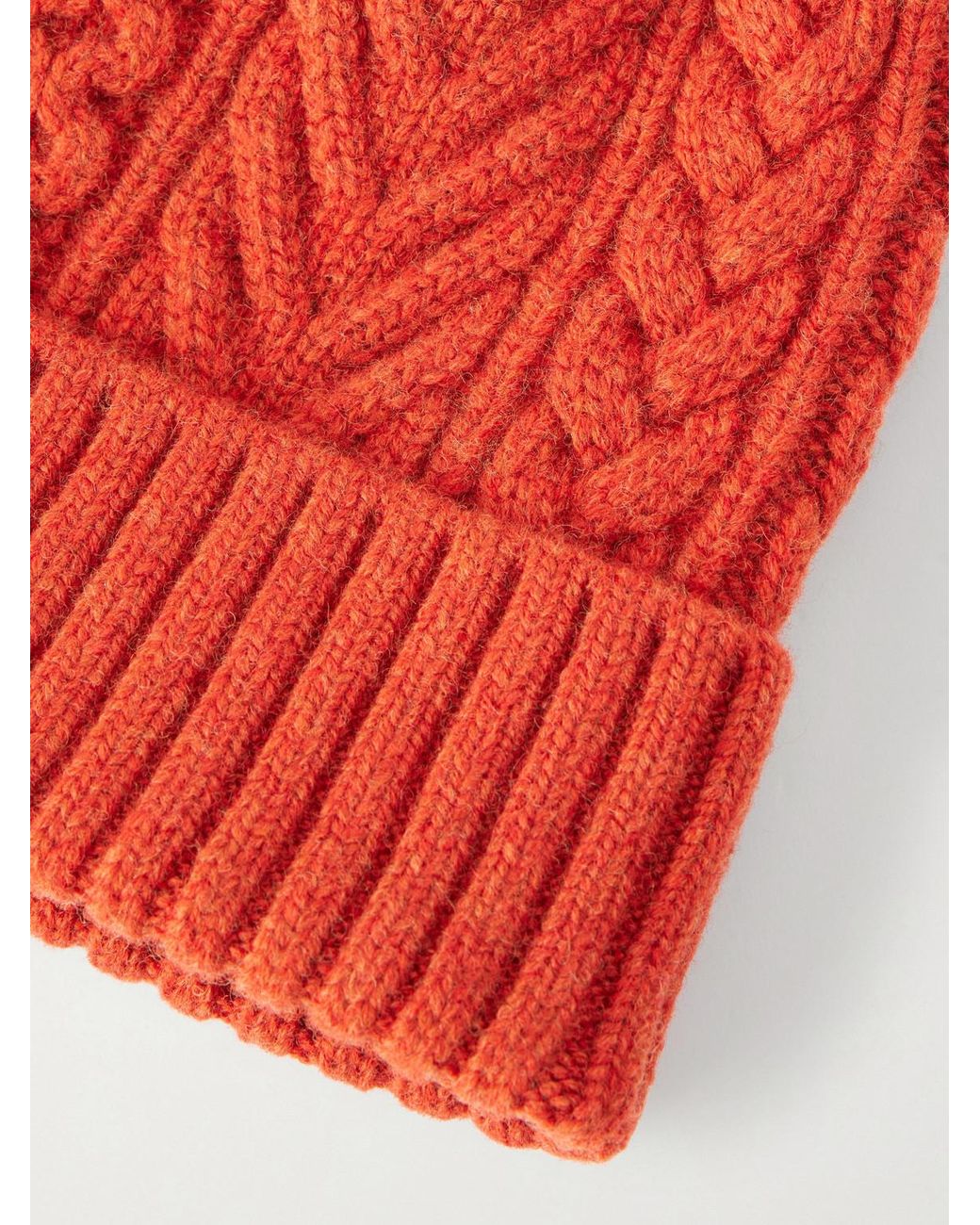 Orslow Red Aran Wool Beanie for men