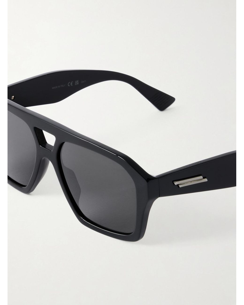 Bottega Veneta Black New Entry Ribbon Aviator-Style Recycled Acetate Sunglasses for men