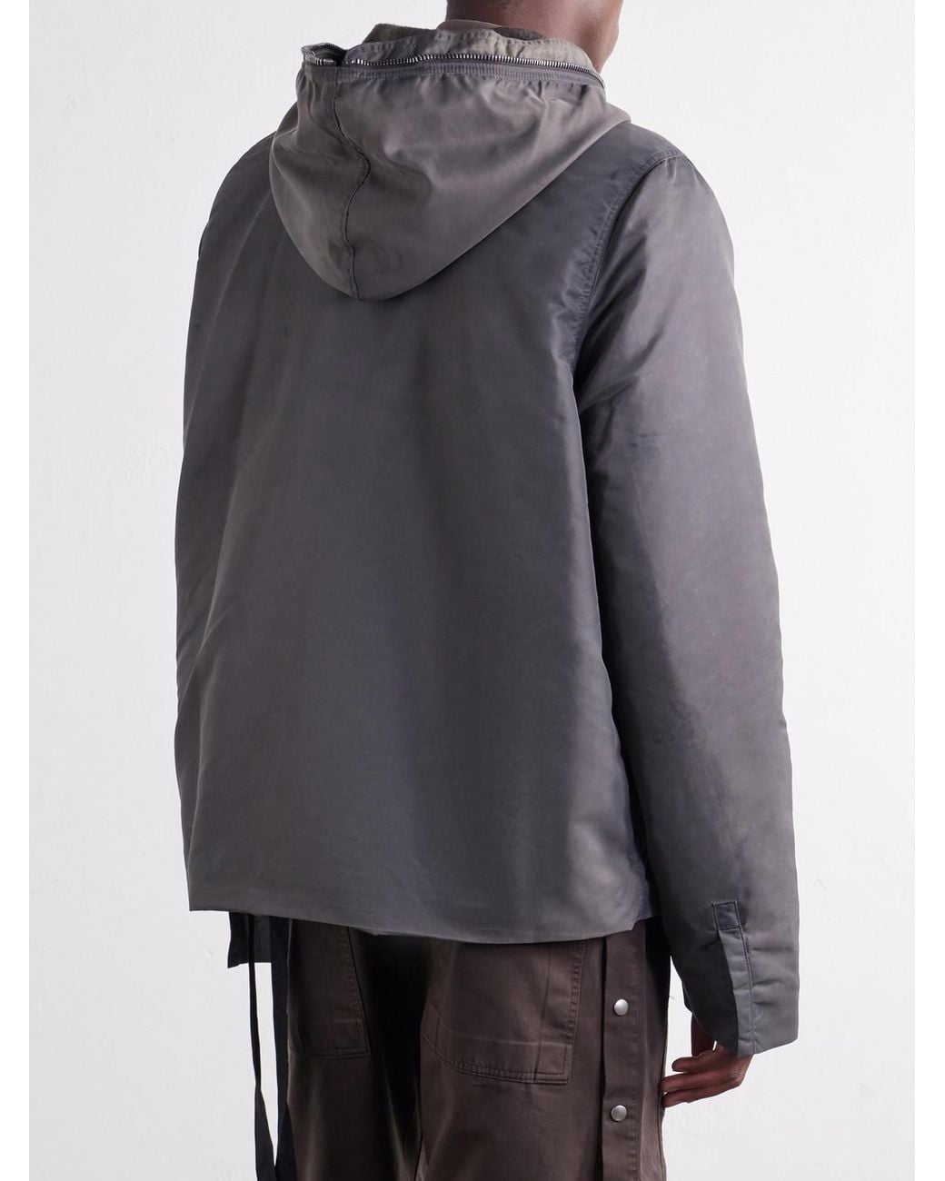 Rick Owens Gray Gimp Shell Hooded Jacket for men