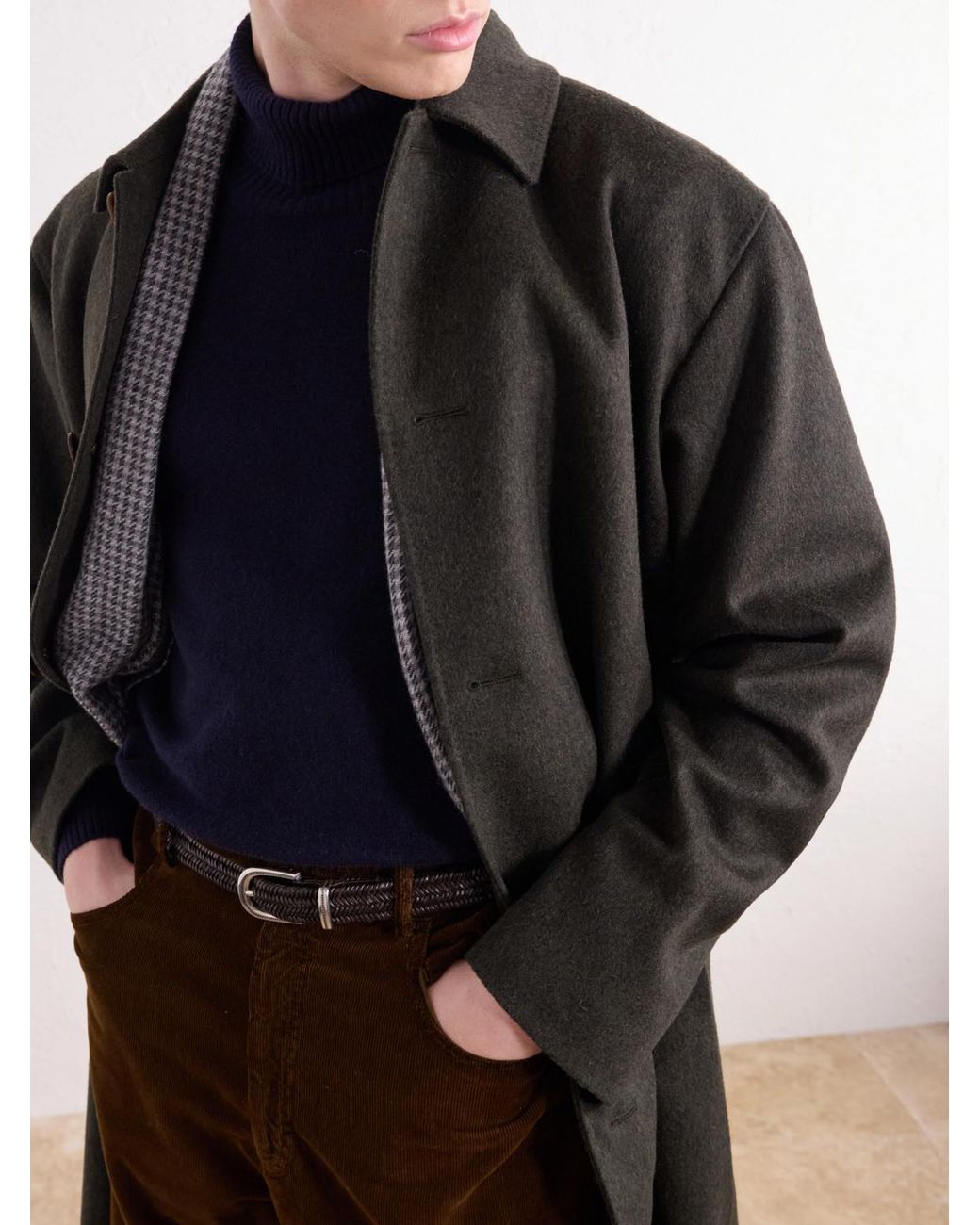 Rubinacci Blue Cashmere Rollneck Sweater for men