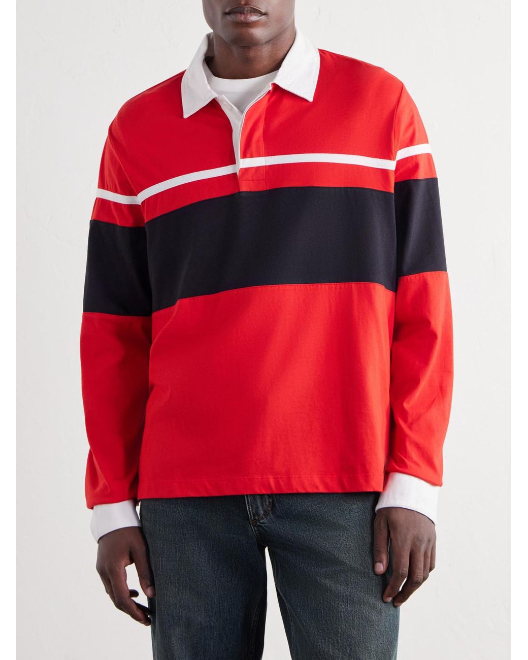 Rag & Bone Red Striped Cotton-Jersey Polo Shirt for men