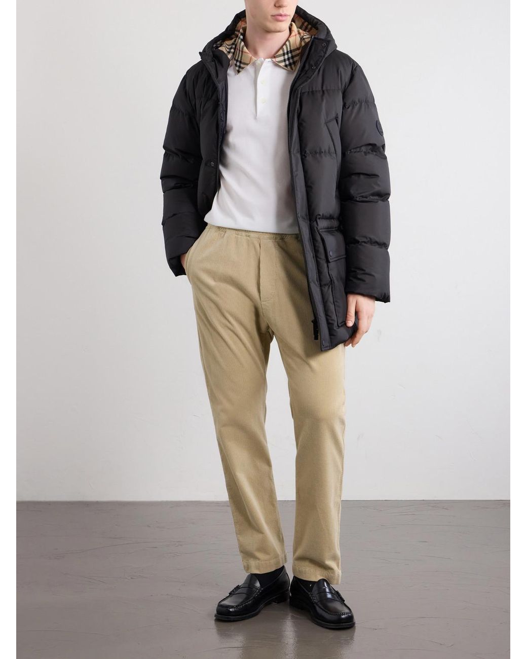 Burberry Black Hooded Wool-Trimmed Quilted Shell Down Jacket for men