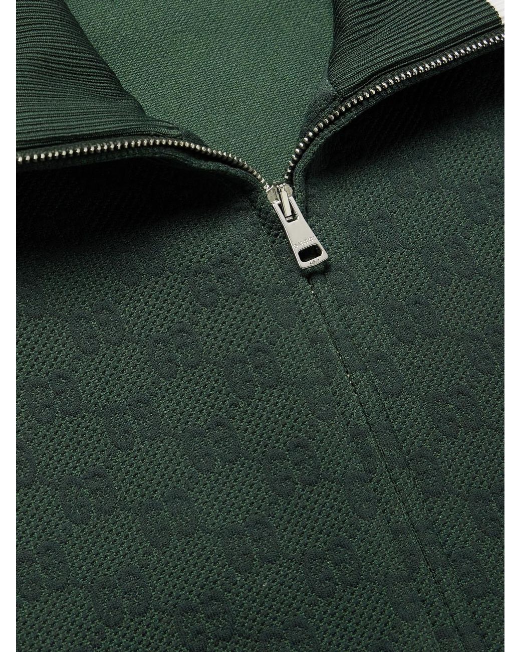 Gucci Green Logo-Jacquard Tech-Jersey Track Jacket for men