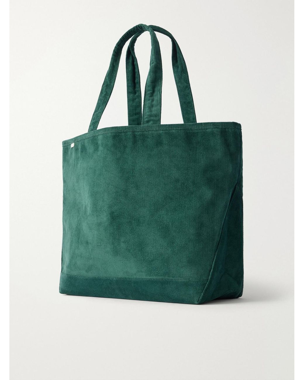 Aimé Leon Dore Green Logo-Embroidered Cotton-Corduroy Tote for men
